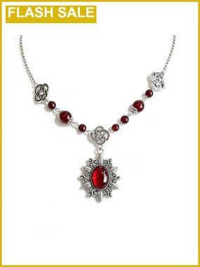 Gothic Antique Silver Plated Alloy Thorn Heart Pendant Necklace